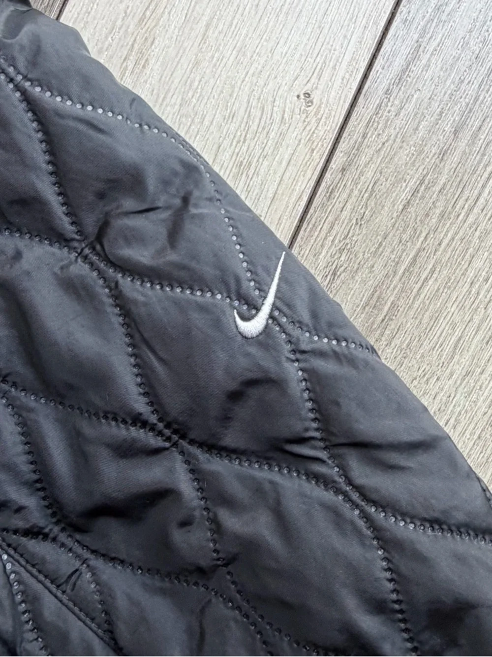 Nike Black Quilted Jacket with Logo Zipper Pull (Women’s)